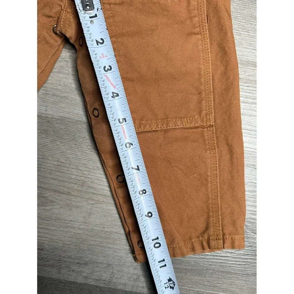 Carhartt Kids 18M Duck Brown Canvas Bib Overalls Double Knee Snaps